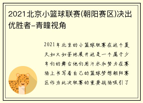 2021北京小篮球联赛(朝阳赛区)决出优胜者-青瞳视角